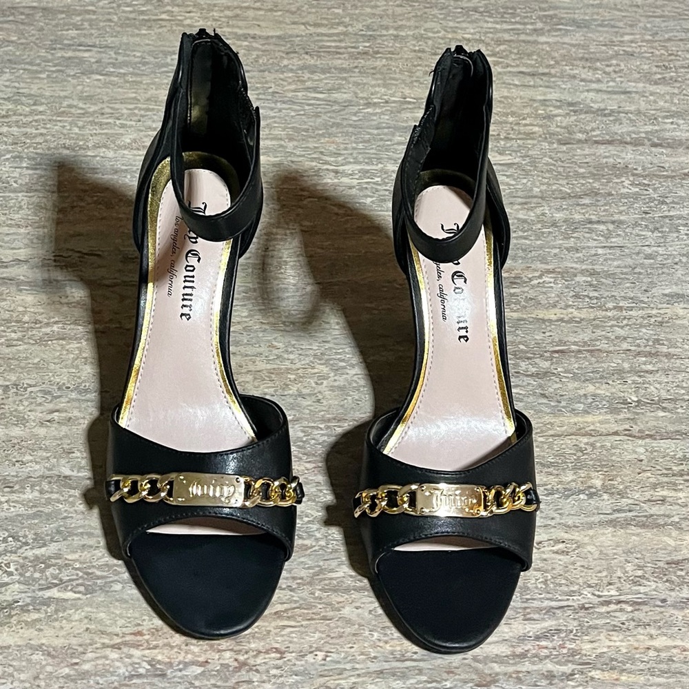 NWOB Juicy Couture JC-Maia open toe strapped heels sandals with chain link